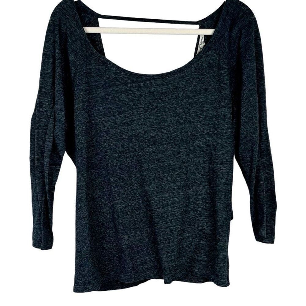 American Eagle Outfitters Women’s Gray 3/4 Sleeve Wrap Back Top Large
